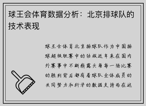 球王会体育数据分析：北京排球队的技术表现